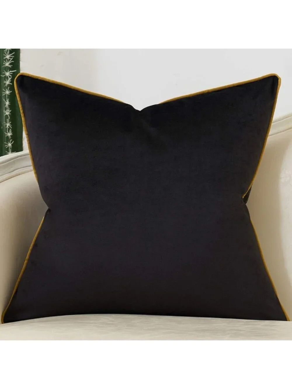 Luxurious Black Velvet Throw Pillow Cover 20x20 Inch with Hidden Zipper Closure
